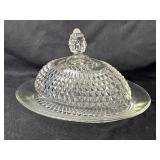Vintage Indiana Glass Diamond Point 2 pc Covered