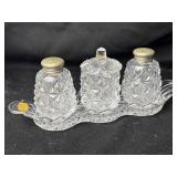 Vintage Crystal Glass Condiment Set Salt &Pepper