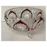 Vintage Bohemian Czech Crystal Cut Glass Footed
