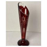 Bohemian Ruby Red Cut To Clear 10ï¿½ Vase