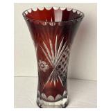 Bohemian Ruby Red Cut To Clear 9ï¿½ Vase