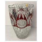 Lead Crystal Ruby Red Cut To Clear 10ï¿½ Vase