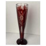 Bohemian Ruby Red Cut To Clear 9 1/2ï¿½ Vase