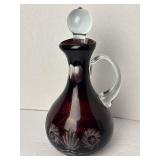 Vtg HTF Bohemian Deep Red Cut To Clear Crystal