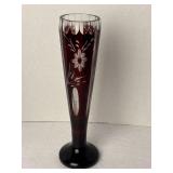 Bohemian Ruby Red Cut To Clear 9 1/2ï¿½ Vase