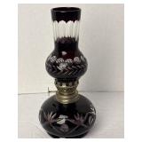 Bohemian Ruby Red Cut To Clear 7 1/2ï¿½ Oil Lamp