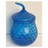 Vintage Empoli Peacock Blue Glass Acorn Candy