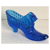 Vintage Fenton Art Glass Blue Hobnail Cat Head