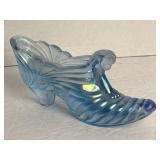 Vintage Fenton Cat Slipper Shoe Blue Satin