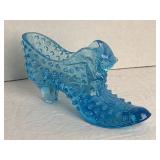 Vintage Fenton Glass Shoe Slipper Hobnail Blue