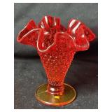 Vintage Fenton Amberina Ruffled Hobnail Glass