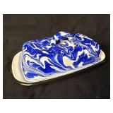 Blue & White Enamel Ware Butter Dish