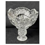 Vtg Clear Hobstar Fan Sawtooth Edge Cut Glass