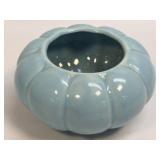 (D) Vintage Blue Pottery Melon Shaped Round Bowl