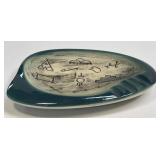 (H) Vintage Ceramic Ashtray With Teal Outer Rim
