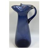 (A) Blenko Tall Cobalt Blue Pitcher Vase 12.5"
