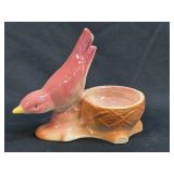 (D) Vintage Red Bird and Nest Planter