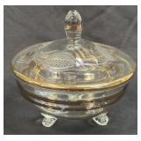 (H) Crystal Clear Candy Dish With Lid / 3 Footed,