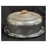 (D) Vintage Glass Footed Cake Plate And Aluminum