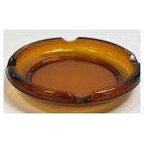 (D) Vintage Large Round Dark Amber Glass