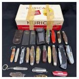 (A) Nurica Cigar Box And Several Assorted Knives