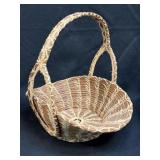 (A) Handwoven Pine Needle Basket with Raffia