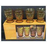 (H) Whitehall Indiana Glass 4 pc Amber Juice