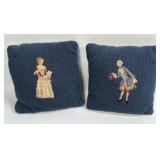 (H) 2pc Vintage Handmade Needlepoint Throw