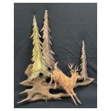 (D) Vintage Brutalist Metal Deer Sculpture Mid