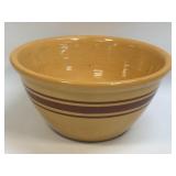 (A) Early 8.25" YELLOW WARE BOWL WITH BROWN