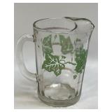 (D) Libbey Glass Pitcher with Ivy with Blemish