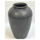 (A) Black Textured Stoneware Vase 9"
