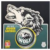 (D) 1997 Vintage Embossed Metal Timber Wolf