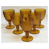 (H) Vintage Amber Tiara Sandwich Glass Water