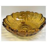 (A) Vintage Sunflower Amber Indiana Glass Footed
