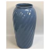 (D) Wedgewood Blue Art Deco Ribbed Vase 15.75"