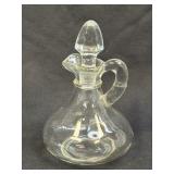 (A) Vintage Clear Glass Cruet With Glass Stopper