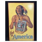 (D) Embossed Tin Advertising Sign  RED MAN First