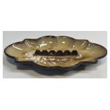 (H) Vintage MCM Brown Drip Glaze Ceramic Ashtray