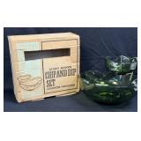 (D) Vintage Olive Green Anchor Hocking Chip and