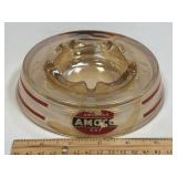 (A) Vintage Amber Glass Ashtray Featuring