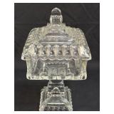 (A) Vintage Clear Glass 10" Wedding Box Square