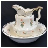 (A) VINTAGE PITCHER AND WASH BASIN/BOWL SET