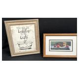 (H) 2 pc Wall Decor Apple Print and Bathroom