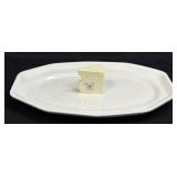 (D) Ceramic Cheese Serving Dish With Cheese and