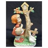 (A) Figurine Vintage Girl with Tree and Bird