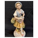 (A) Vintage-Porcelain Figurine-GIRL WITH FISH
