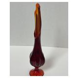 Amberina Viking Swung Glass Vase 11 1/2'