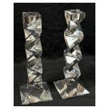 VINTAGE 1980s GEOMETRIC GLASS CANDLESTICK HOLDERS