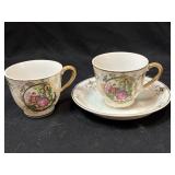 Yusui 2 Tea Cups & Saucer 2 1/2'